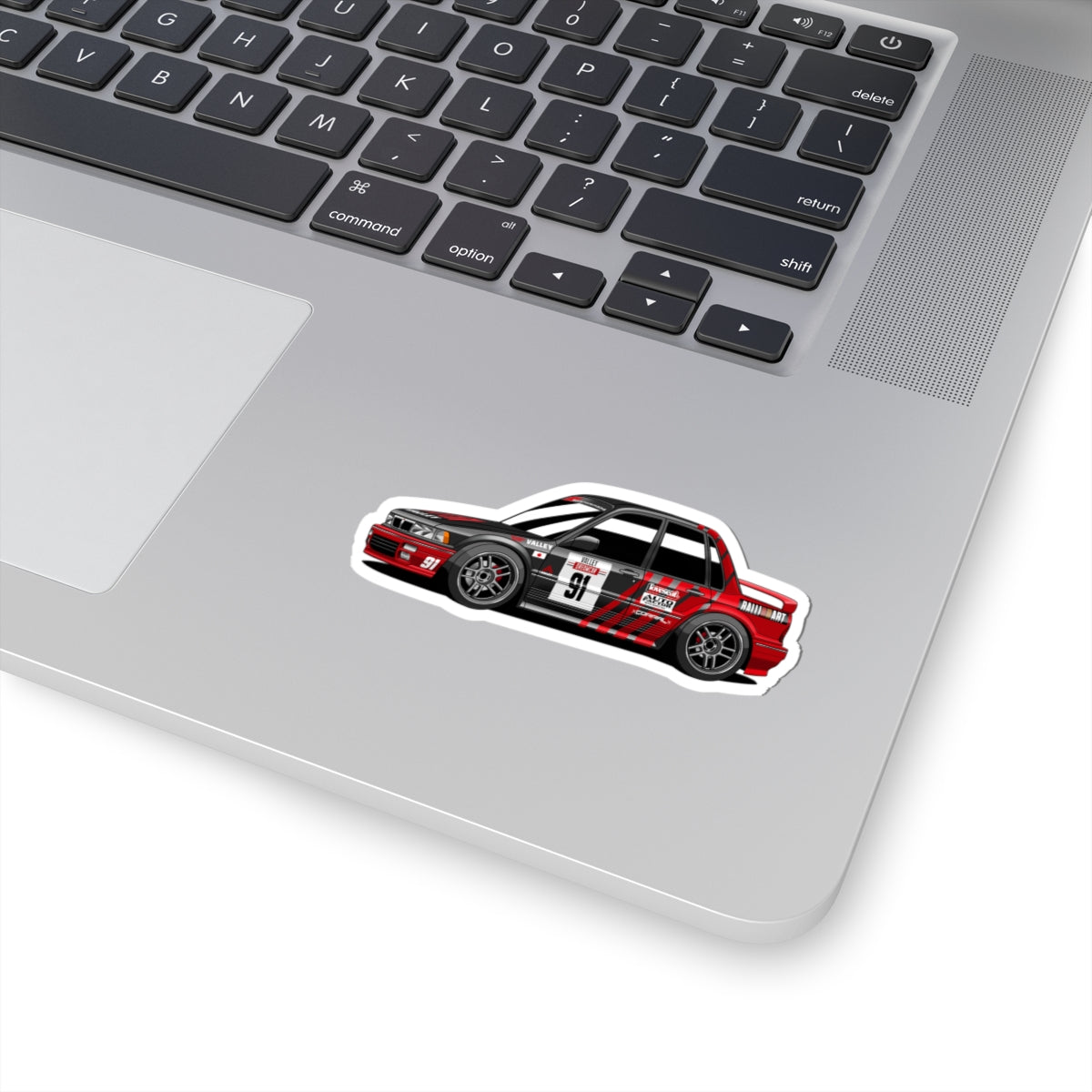 Valley's Rally Galant Vr4 Sticker — Red/Black Retro Rally Car Kiss-Cut Decal (Number 91)
