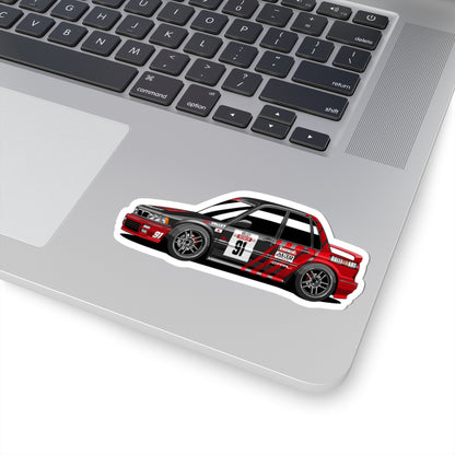 Valley's Rally Galant Vr4 Sticker — Red/Black Retro Rally Car Kiss-Cut Decal (Number 91)