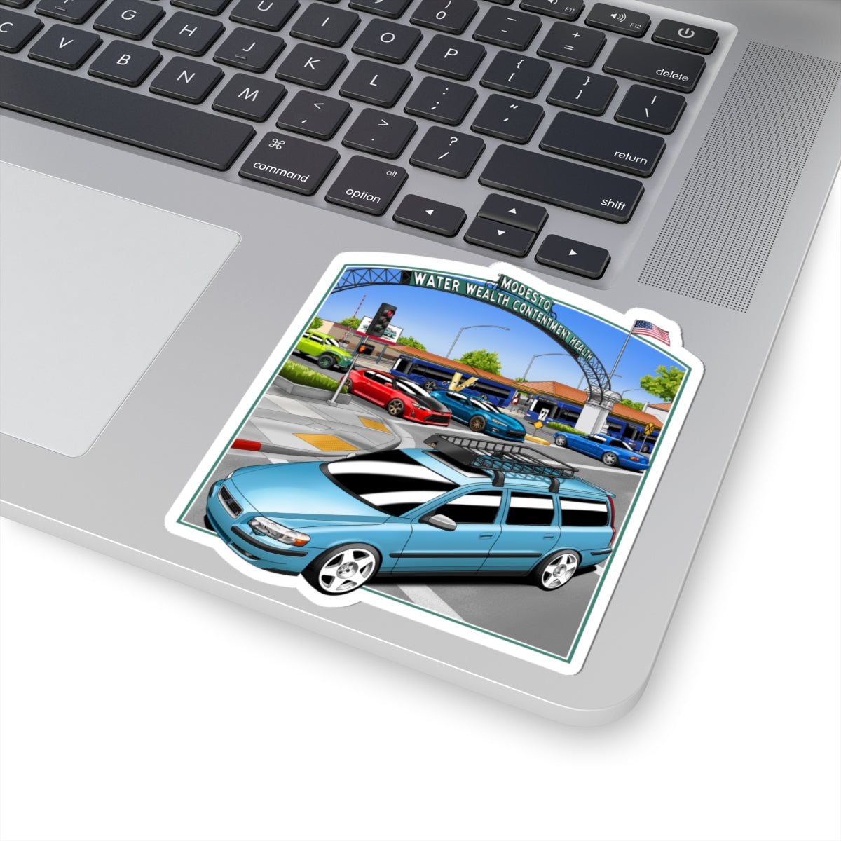 Downtown Modesto Arch Sticker — Kiss-Cut VDC Cruising Downtown